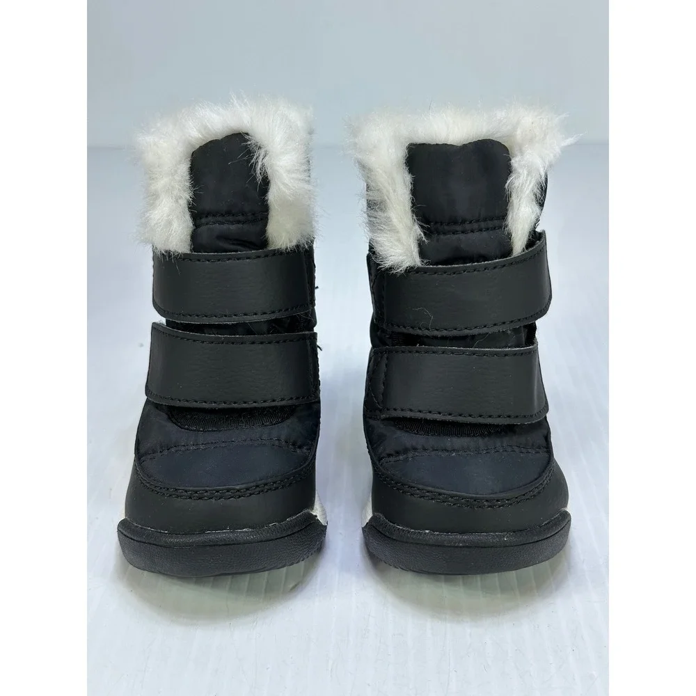 Sorel Whitney II Strap Waterproof Snow Boots Black White NV3875-010 Kids Size 4